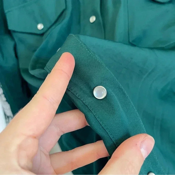 One Teaspoon San Cerena Shirt Green Button Down Embroidered Western Floral XS - Picture 7 of 13